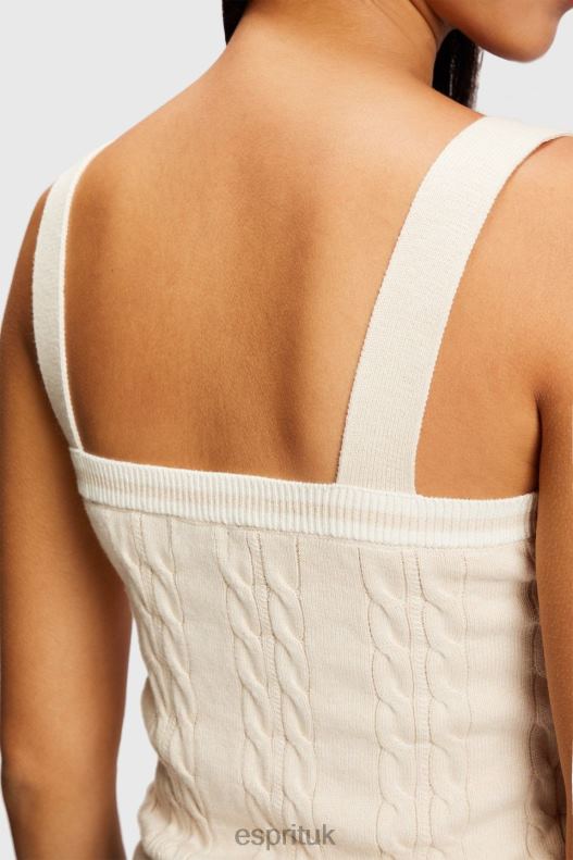 Esprit Dolphin logo cable sweater camisole Women Light Beige Sweaters P0D0X409 - Image 3