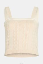 Esprit Dolphin logo cable sweater camisole Women Light Beige Sweaters P0D0X409 - Image 4