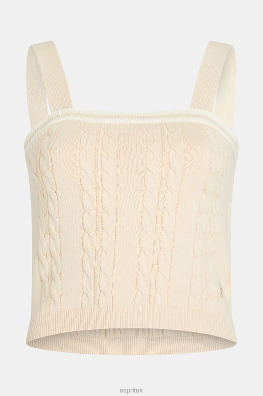 Esprit Dolphin logo cable sweater camisole Women Light Beige Sweaters P0D0X409 - Image 4