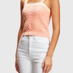 Esprit Dolphin logo cable sweater camisole Women Pink Sweaters P0D0X410