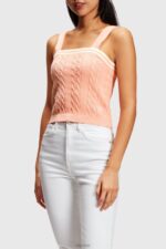 Esprit Dolphin logo cable sweater camisole Women Pink Sweaters P0D0X410