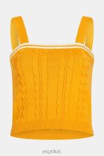 Esprit Dolphin logo cable sweater camisole Women Yellow Sweaters P0D0X411 - Image 4
