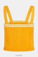 Esprit Dolphin logo cable sweater camisole Women Yellow Sweaters P0D0X411 - Image 5