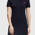 Esprit Dolphin Tennis Club Classic Polo Dress Women Black Dresses P0D0X504