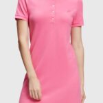 Esprit Dolphin Tennis Club Classic Polo Dress Women Pink Dresses P0D0X508