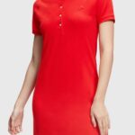 Esprit Dolphin Tennis Club Classic Polo Dress Women Red Dresses P0D0X507