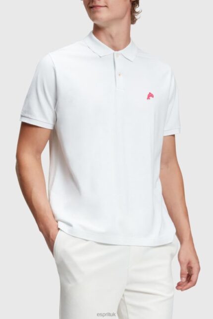 Esprit Dolphin Tennis Club Classic Polo Men White Polos P0D0X893