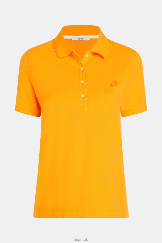 Esprit Dolphin Tennis Club Classic Polo Women Orange Polos P0D0X500 - Image 4