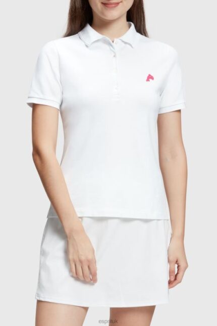 Esprit Dolphin Tennis Club Classic Polo Women White Polos P0D0X494
