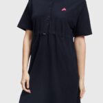 Esprit Dolphin Tennis Club Pleated Polo Dress Women Black Dresses P0D0X501