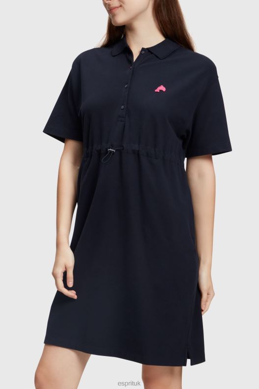 Esprit Dolphin Tennis Club Pleated Polo Dress Women Black Dresses P0D0X501 - Image 1