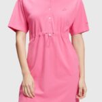 Esprit Dolphin Tennis Club Pleated Polo Dress Women Pink Dresses P0D0X503