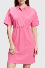 Esprit Dolphin Tennis Club Pleated Polo Dress Women Pink Dresses P0D0X503
