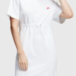 Esprit Dolphin Tennis Club Pleated Polo Dress Women White Dresses P0D0X502