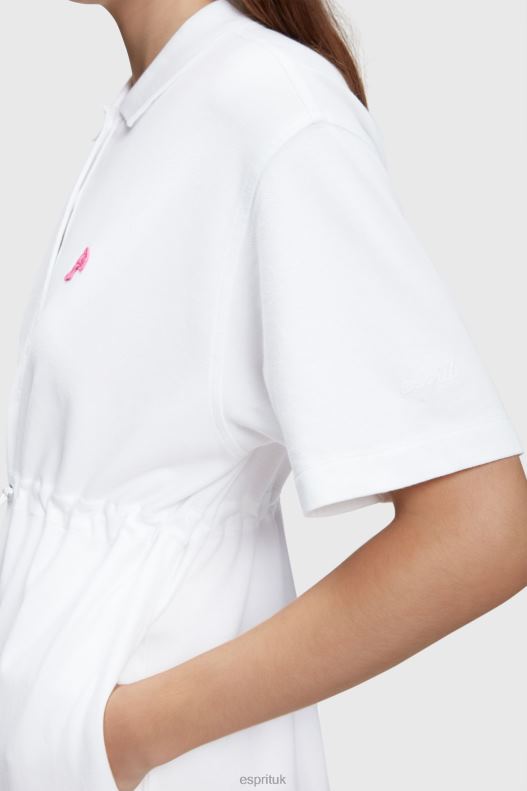Esprit Dolphin Tennis Club Pleated Polo Dress Women White Dresses P0D0X502 - Image 3