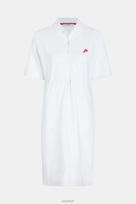 Esprit Dolphin Tennis Club Pleated Polo Dress Women White Dresses P0D0X502 - Image 4