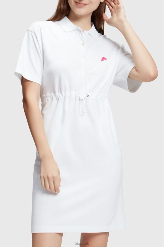 Esprit Dolphin Tennis Club Pleated Polo Dress Women White Dresses P0D0X502 - Image 1