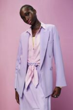 Esprit Double-breasted blazer Women Lavender Coats P0D0X256