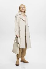 Esprit Double-breasted trench coat Women Light Taupe Coats P0D0X266 - Image 2