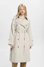 Esprit Double-breasted trench coat Women Light Taupe Coats P0D0X266