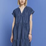 Esprit Dresses light woven Loose fit Women Blue Medium Wash Dresses P0D0X183