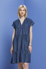 Esprit Dresses light woven Loose fit Women Blue Medium Wash Dresses P0D0X183