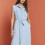 Esprit Dresses woven Women Blue Light Wash Dresses P0D0X181