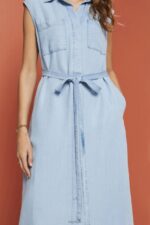 Esprit Dresses woven Women Blue Light Wash Dresses P0D0X181 - Image 3