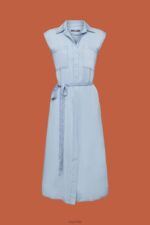 Esprit Dresses woven Women Blue Light Wash Dresses P0D0X181 - Image 5
