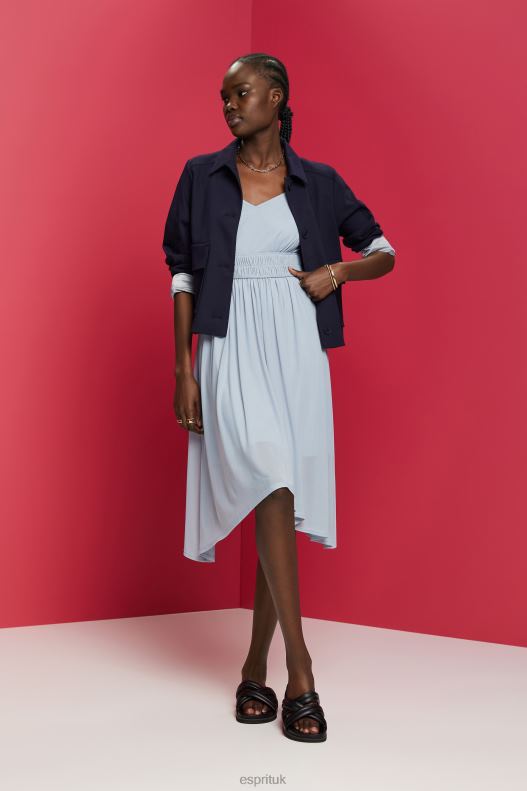 Esprit Elastic Waist Mesh Dress Women Light Blue Lavender Dresses P0D0X66 - Image 2