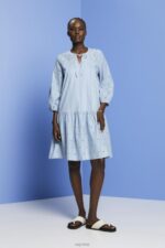 Esprit Embroidered dress, 100% cotton Women Light Blue Lavender Dresses P0D0X187 - Image 2