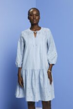 Esprit Embroidered dress, 100% cotton Women Light Blue Lavender Dresses P0D0X187