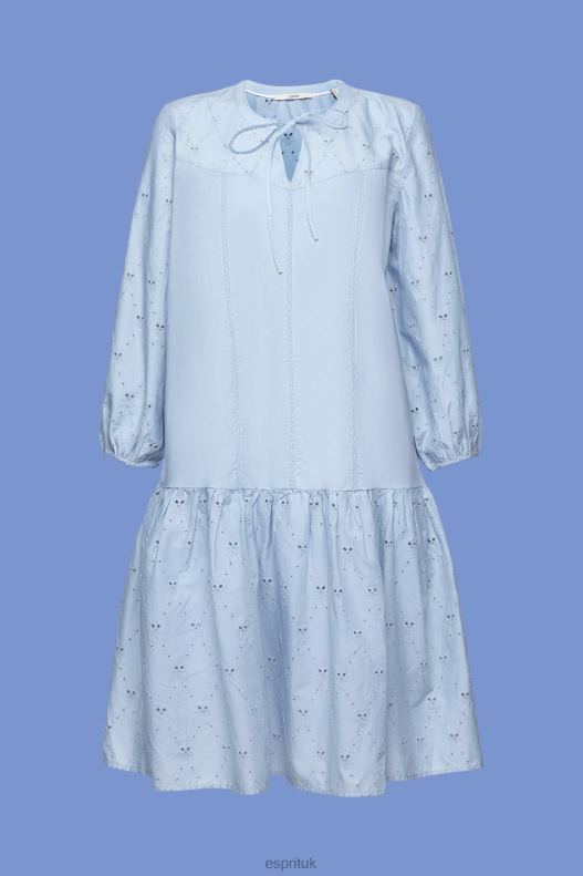 Esprit Embroidered dress, 100% cotton Women Light Blue Lavender Dresses P0D0X187 - Image 5