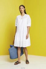 Esprit Embroidered dress, 100% cotton Women White Dresses P0D0X186 - Image 2