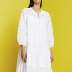 Esprit Embroidered dress, 100% cotton Women White Dresses P0D0X186