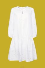 Esprit Embroidered dress, 100% cotton Women White Dresses P0D0X186 - Image 5