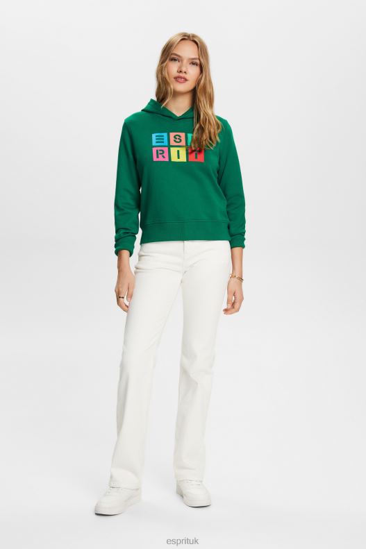 Esprit Embroidered logo hoodie, organic cotton Women Dark Green Sweatshirts & Hoodies P0D0X10 - Image 2
