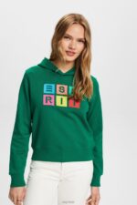 Esprit Embroidered logo hoodie, organic cotton Women Dark Green Sweatshirts & Hoodies P0D0X10