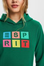 Esprit Embroidered logo hoodie, organic cotton Women Dark Green Sweatshirts & Hoodies P0D0X10 - Image 3