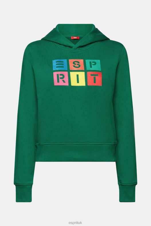 Esprit Embroidered logo hoodie, organic cotton Women Dark Green Sweatshirts & Hoodies P0D0X10 - Image 5