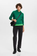 Esprit Embroidered logo hoodie, organic cotton Women Dark Green Sweatshirts & Hoodies P0D0X8 - Image 2