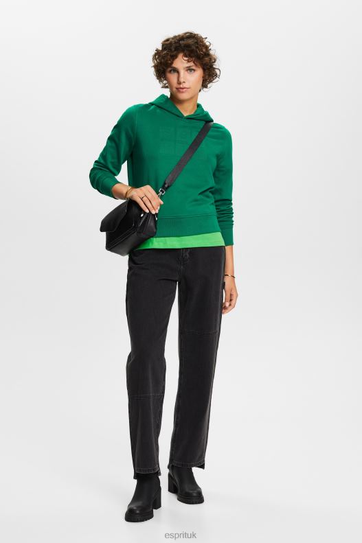Esprit Embroidered logo hoodie, organic cotton Women Dark Green Sweatshirts & Hoodies P0D0X8 - Image 2