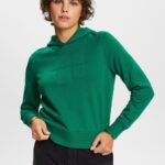 Esprit Embroidered logo hoodie, organic cotton Women Dark Green Sweatshirts & Hoodies P0D0X8