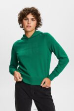 Esprit Embroidered logo hoodie, organic cotton Women Dark Green Sweatshirts & Hoodies P0D0X8