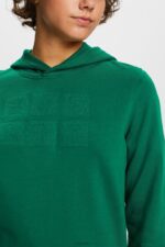 Esprit Embroidered logo hoodie, organic cotton Women Dark Green Sweatshirts & Hoodies P0D0X8 - Image 3