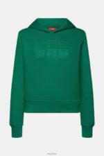 Esprit Embroidered logo hoodie, organic cotton Women Dark Green Sweatshirts & Hoodies P0D0X8 - Image 5