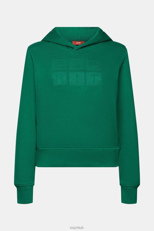 Esprit Embroidered logo hoodie, organic cotton Women Dark Green Sweatshirts & Hoodies P0D0X8 - Image 5