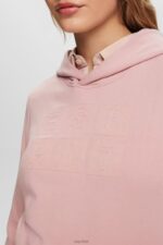 Esprit Embroidered logo hoodie, organic cotton Women Old Pink Sweatshirts & Hoodies P0D0X9 - Image 3