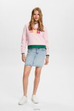 Esprit Embroidered logo hoodie, organic cotton Women Pastel Pink Sweatshirts & Hoodies P0D0X11 - Image 2