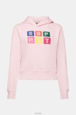 Esprit Embroidered logo hoodie, organic cotton Women Pastel Pink Sweatshirts & Hoodies P0D0X11 - Image 5